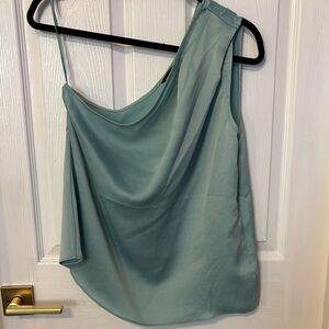 White House Black Market Asymmetrical Aqua Blouse